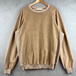 Vintage St. Croix Men XL Long  Faux Suede Crewneck Sweatshirt Ribbed Knit USA